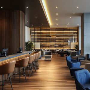 Luxurious relaxation area and catering in a VIP airport lounge